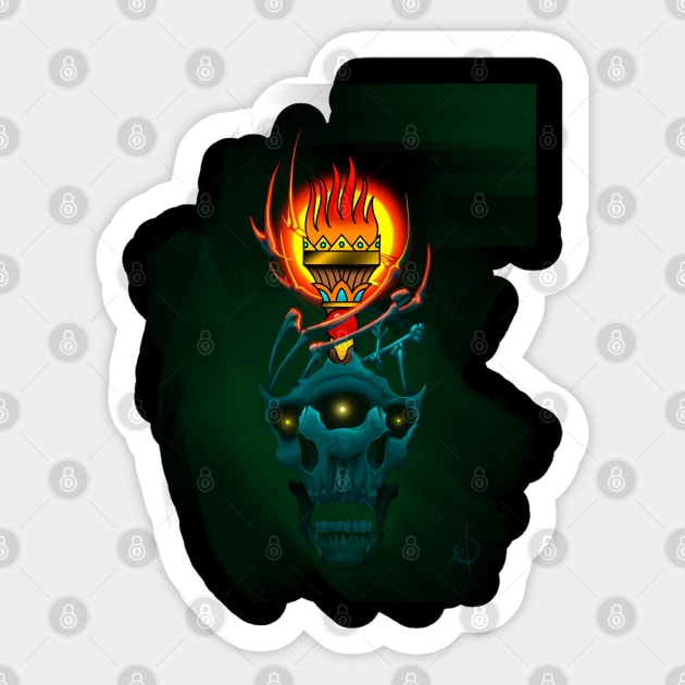 Torch with skull Sticker by Jakoboc art